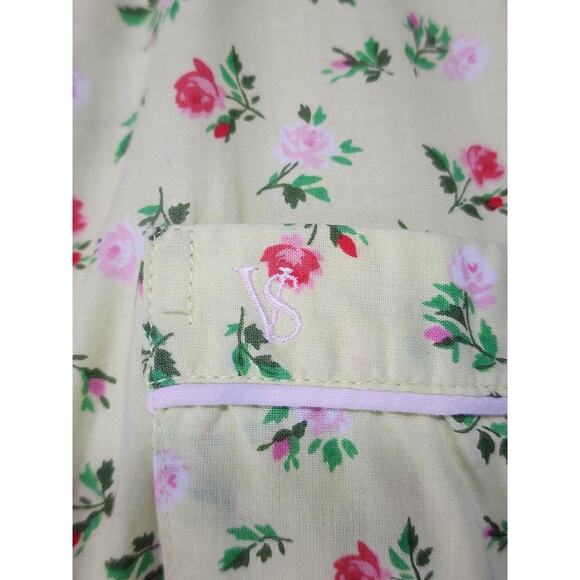Victoria Secret Shirt Womens Extra Small Yellow Floral Button Front Sleep - Picture 11 of 16